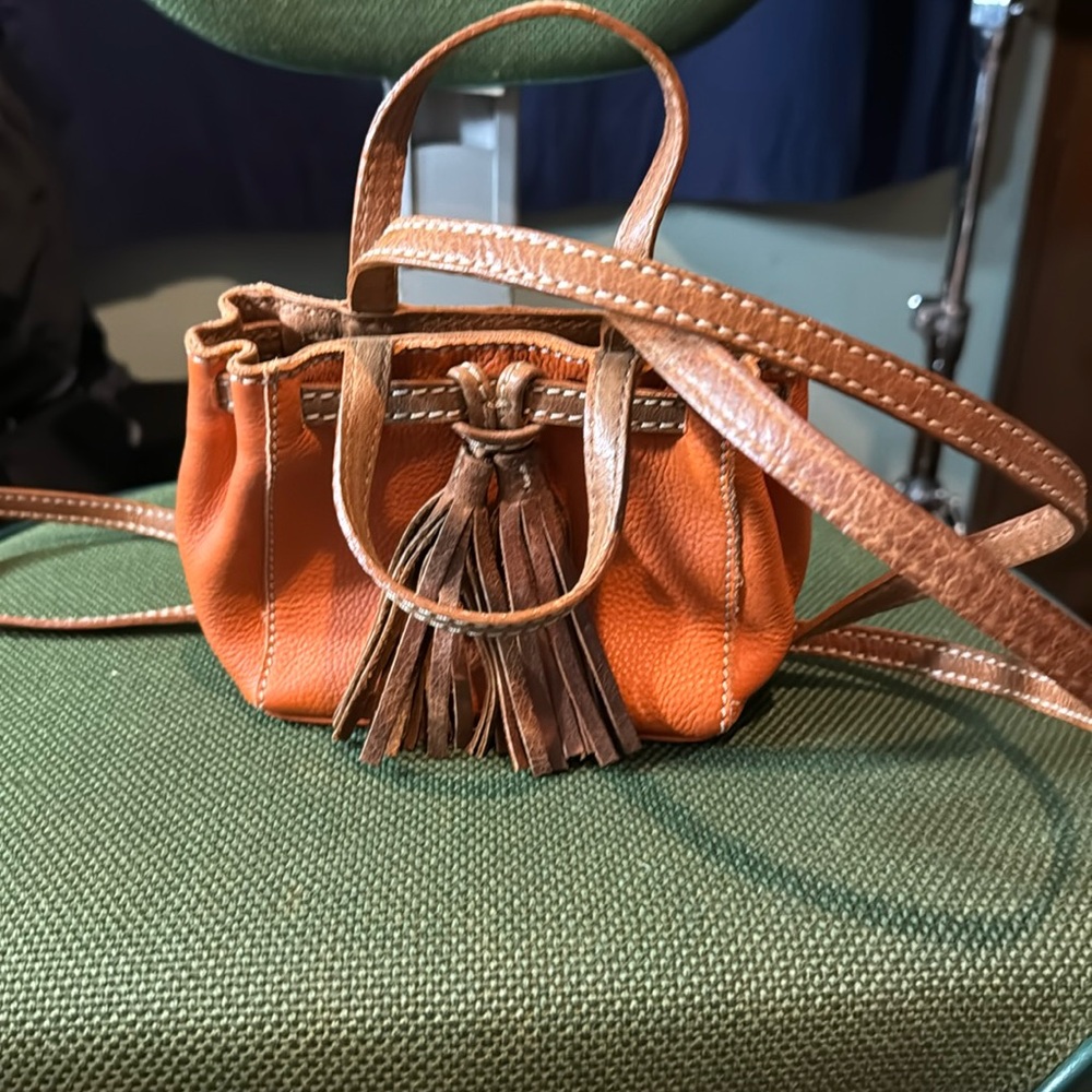 Orange leather mini satchel